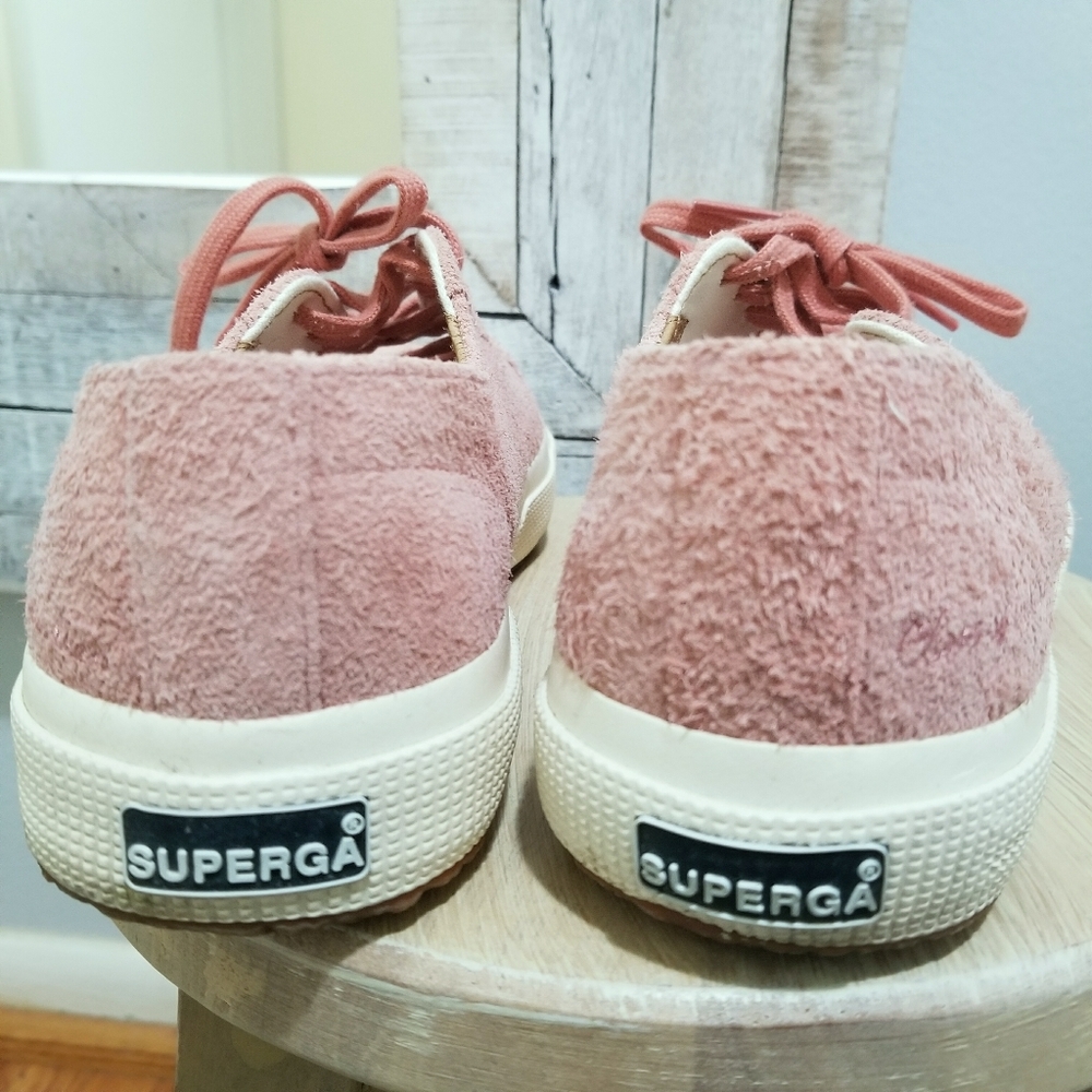 Superga Dusty Pink Suede Leather Lace Up Sneakers - Picture 5 of 12